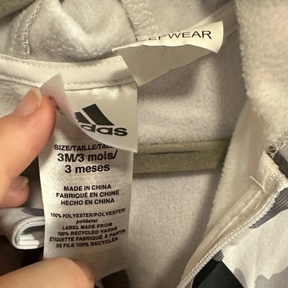 Adidas Black and Gray Camo Infant Hoodie Jumpsuit
